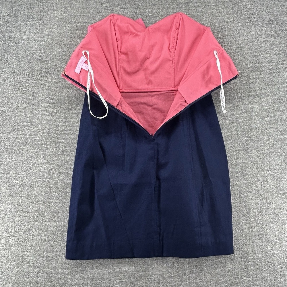Lilly Pulitzer Krissa Strapless Sheath Dress Women Size 2 Navy Blue Pink Preppy - Picture 3 of 11